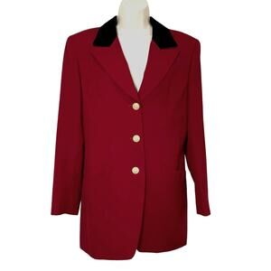 Equestrian Style Red 100% Wool Blazer, Longer, Ladies Liz Claiborne, Size‎ 8